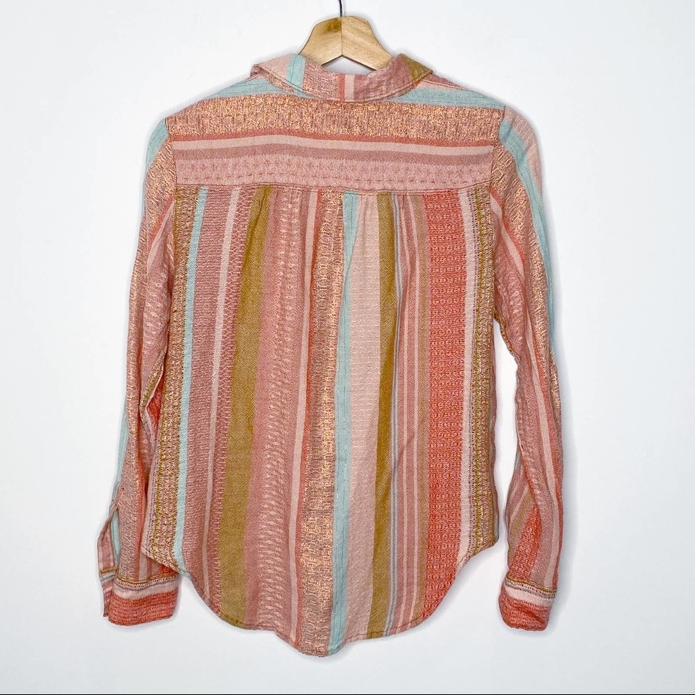 Anthropologie Maeve Calipatria Stripe Button Top - Picture 4 of 7